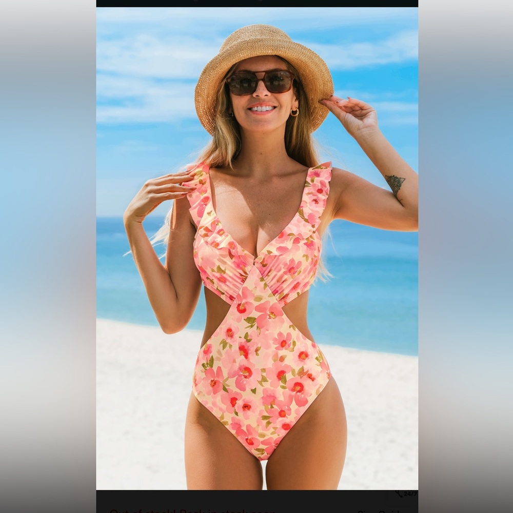 #8 Cupshe Pink Floral Kids One Piece Swimsuit